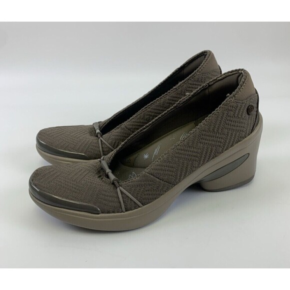 Bzees Electric Wedge Slip On Knit Stretch Breathable Taupe Round Comfort Women 7 - Picture 2 of 11